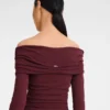 Burgunderrot – Langes Kleid aus Crêpe-Jersey