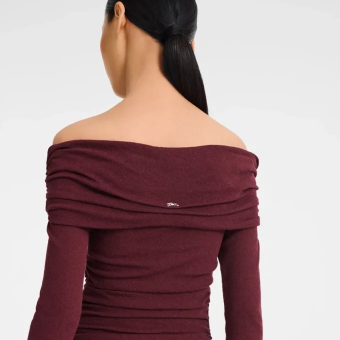 Burgunderrot – Langes Kleid aus Crêpe-Jersey
