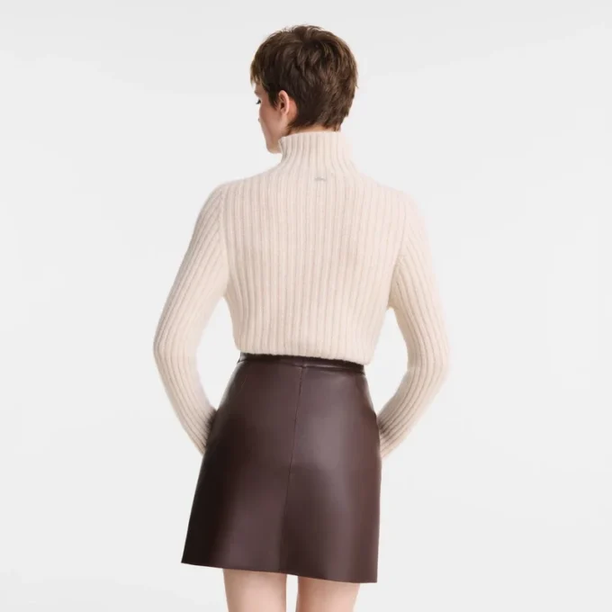 Ecru – Strickpullover mit hohem Kragen