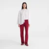 Ecru – Bluse mit gesmoktem Schleier