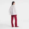 Ecru – Bluse mit gesmoktem Schleier
