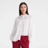 Ecru – Bluse mit gesmoktem Schleier