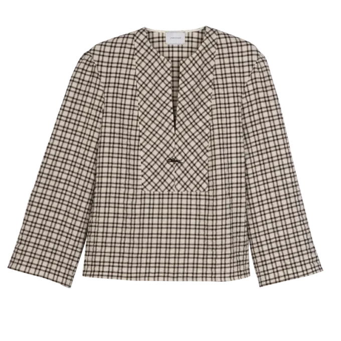 Ecru – Jacquard-Baumwollbluse