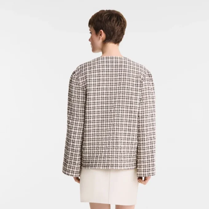 Ecru – Jacquard-Baumwollbluse