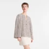 Ecru – Jacquard-Baumwollbluse