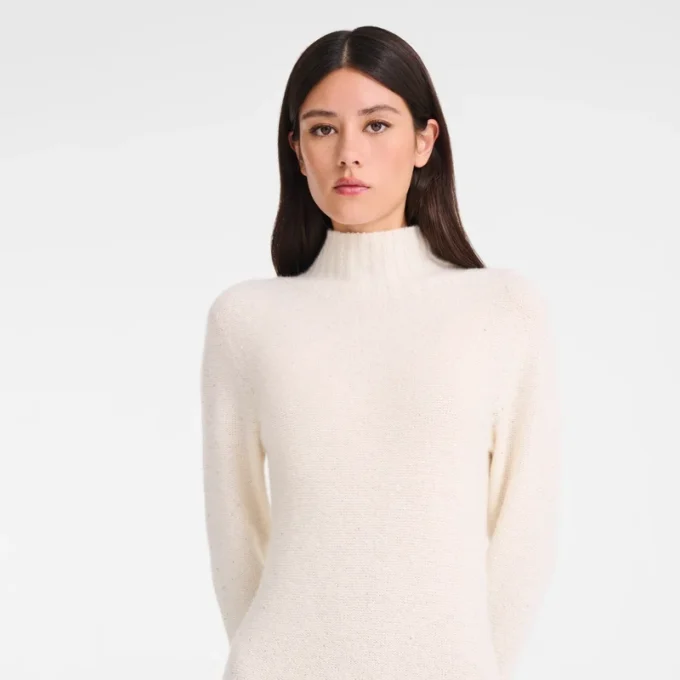 Elfenbein – Langes Strickkleid