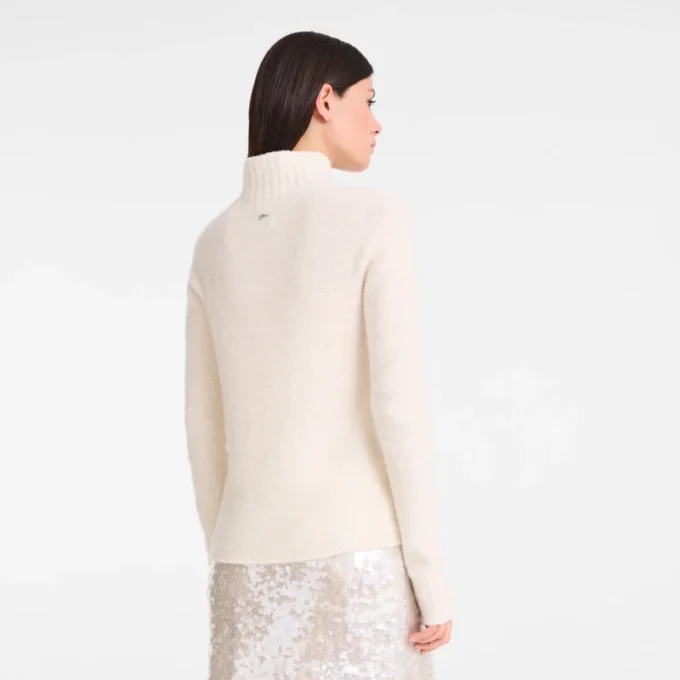 Elfenbein – Strickpullover mit hohem Kragen