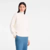Elfenbein – Strickpullover mit hohem Kragen