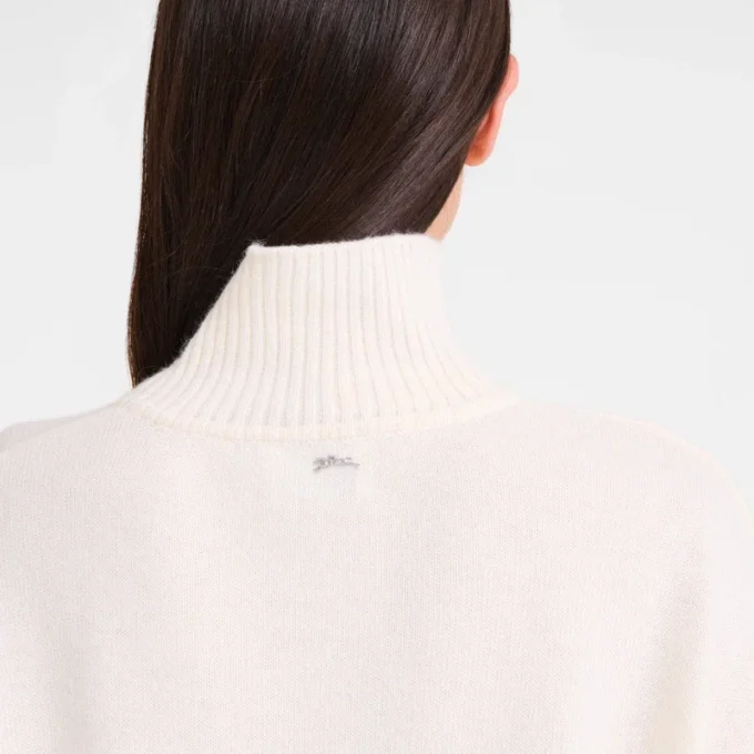Elfenbein – Strickpullover mit hohem Kragen