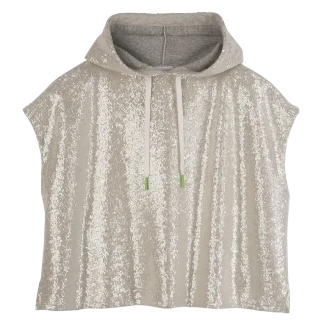 Elfenbein – Sweatshirt mit Pailletten