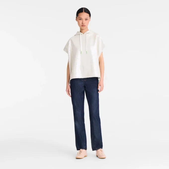 Elfenbein – Sweatshirt mit Pailletten