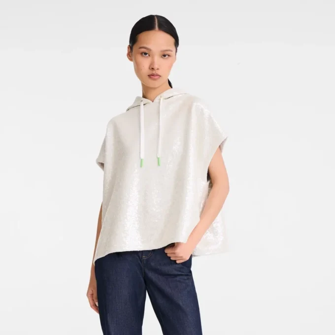 Elfenbein – Sweatshirt mit Pailletten