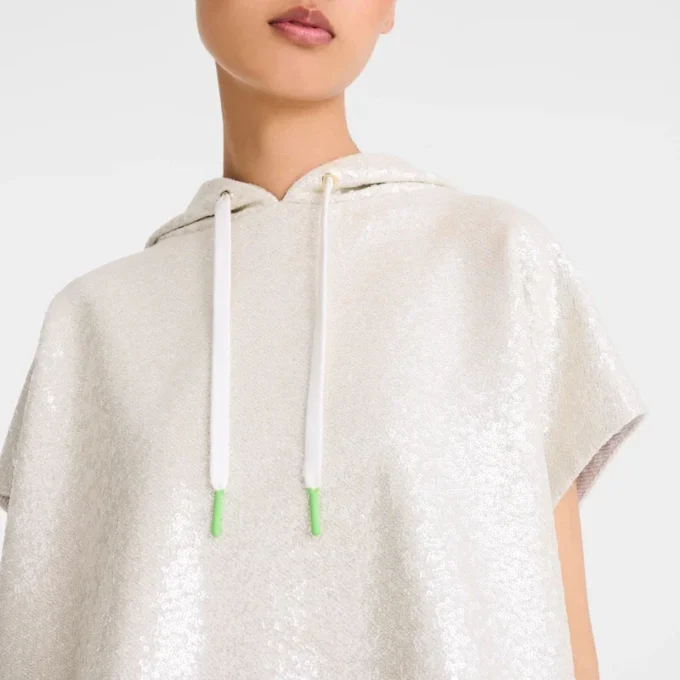 Elfenbein – Sweatshirt mit Pailletten