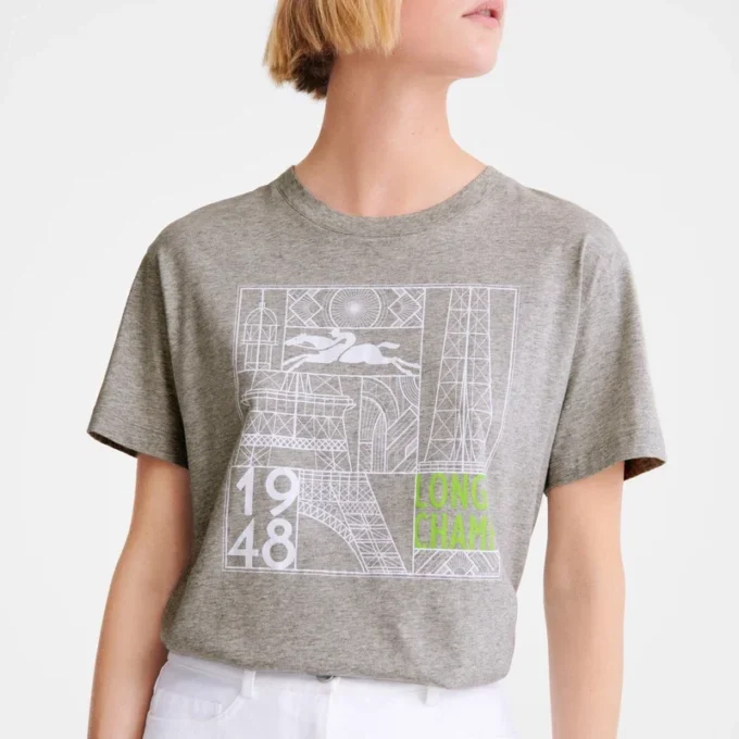 Grau – Bedrucktes Jersey-T-Shirt