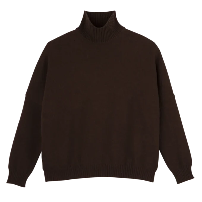 Kaffee – Strickpullover mit hohem Kragen