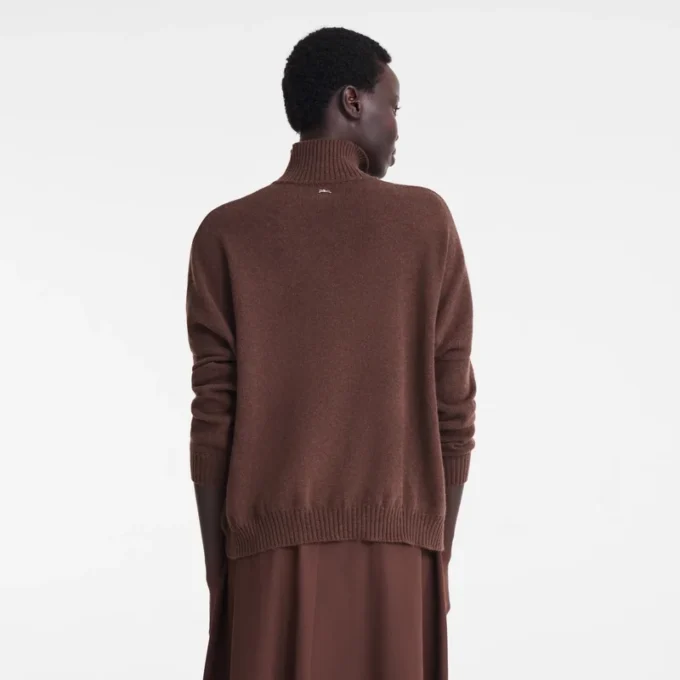 Kaffee – Strickpullover mit hohem Kragen