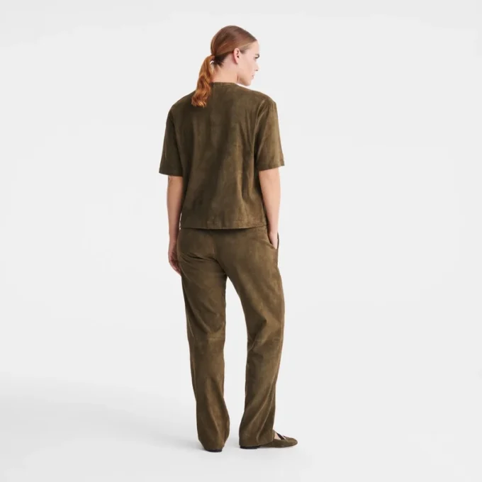 Khaki – Leder Kurzes Lederoberteil