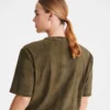 Khaki – Leder Kurzes Lederoberteil