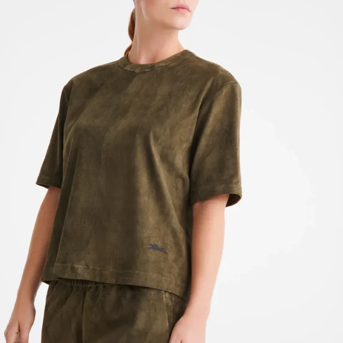 Khaki – Leder Kurzes Lederoberteil