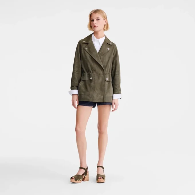 Khaki – Leder-Safarijacke