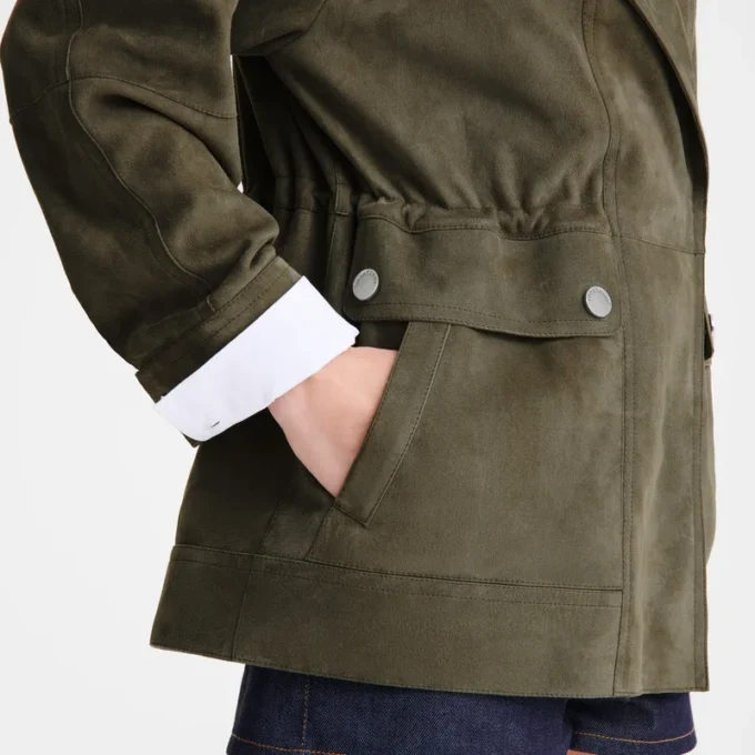 Khaki – Leder-Safarijacke