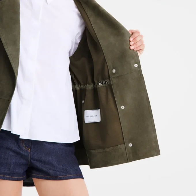 Khaki – Leder-Safarijacke