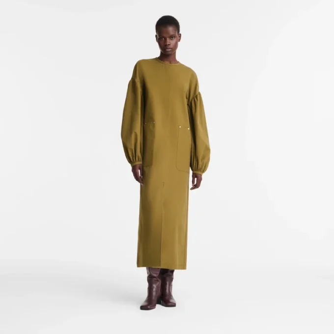 Khaki – Popeline-Kleid
