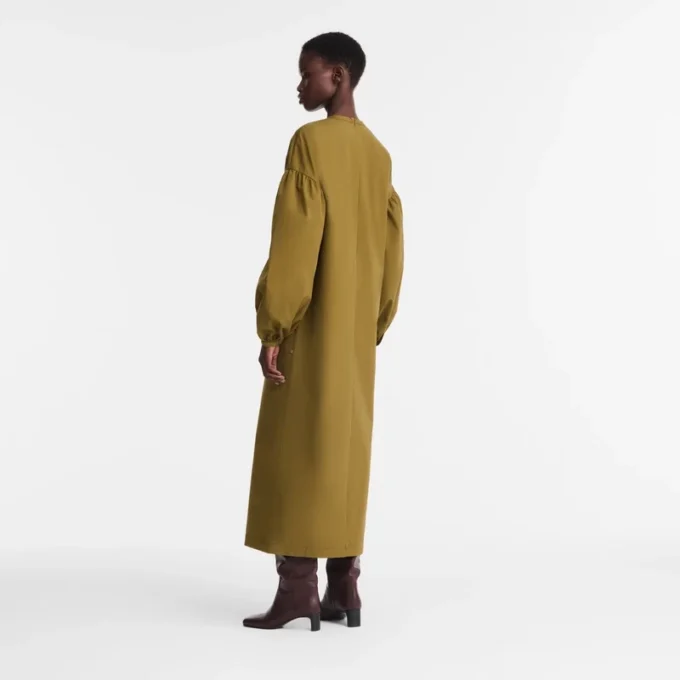 Khaki – Popeline-Kleid