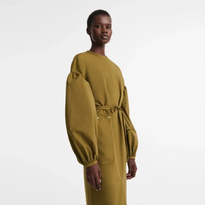 Khaki – Popeline-Kleid