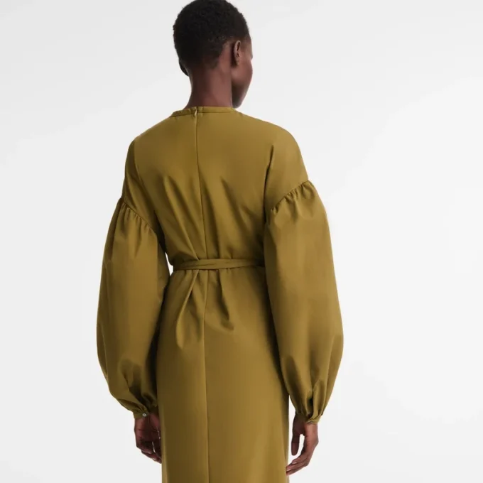 Khaki – Popeline-Kleid