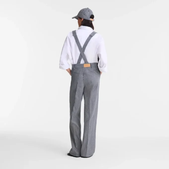 Marineblau – Jacquard-Streifen-Jumpsuit