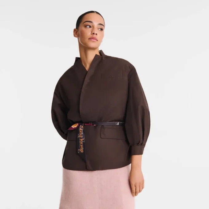 Mocha – Kimonojacke aus technischem Taft