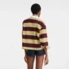 Pistazie/Burgunderrot – Gestreiftes Jersey-Poloshirt