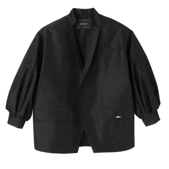 Schwarz – Kimonojacke aus technischem Taft