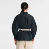 Schwarz – Kimonojacke aus technischem Taft