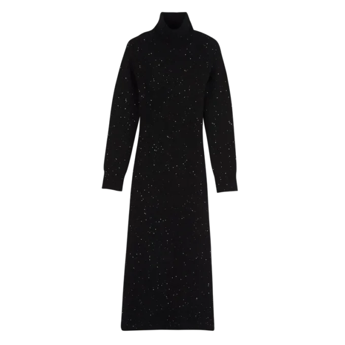 Schwarz – Langes Strickkleid