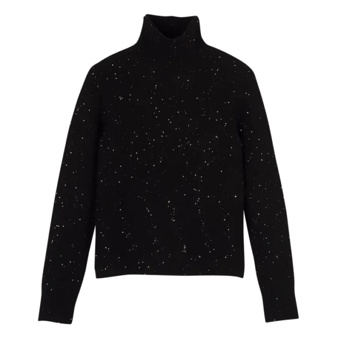 Schwarz – Strickpullover mit hohem Kragen