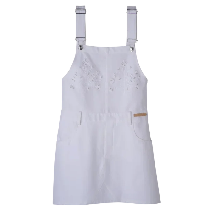 Weiß – Besticktes Gabardine-Kleid