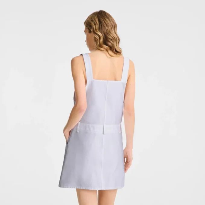 Weiß – Besticktes Gabardine-Kleid