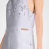 Weiß – Besticktes Gabardine-Kleid